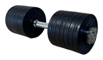 Розпродаж! Обгумована гантель 18,5 кг (гриф 42 см + 14х1.25 диски)