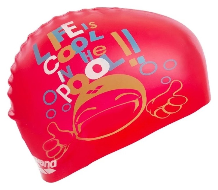 Шапочка для плавания детская ARENA PRINT JUNIOR AR-94171-20 (силикон), красная, 5581791