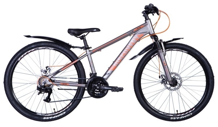 Велосипед 26" Discovery BASTION AM DD 2024 (серебристо-оранжевый (м)), OPS-DIS-26-579