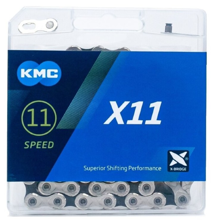 Цепь 11 ск. 118зв. silver/black KMC X11 с замком NEW BOX, CHA-261