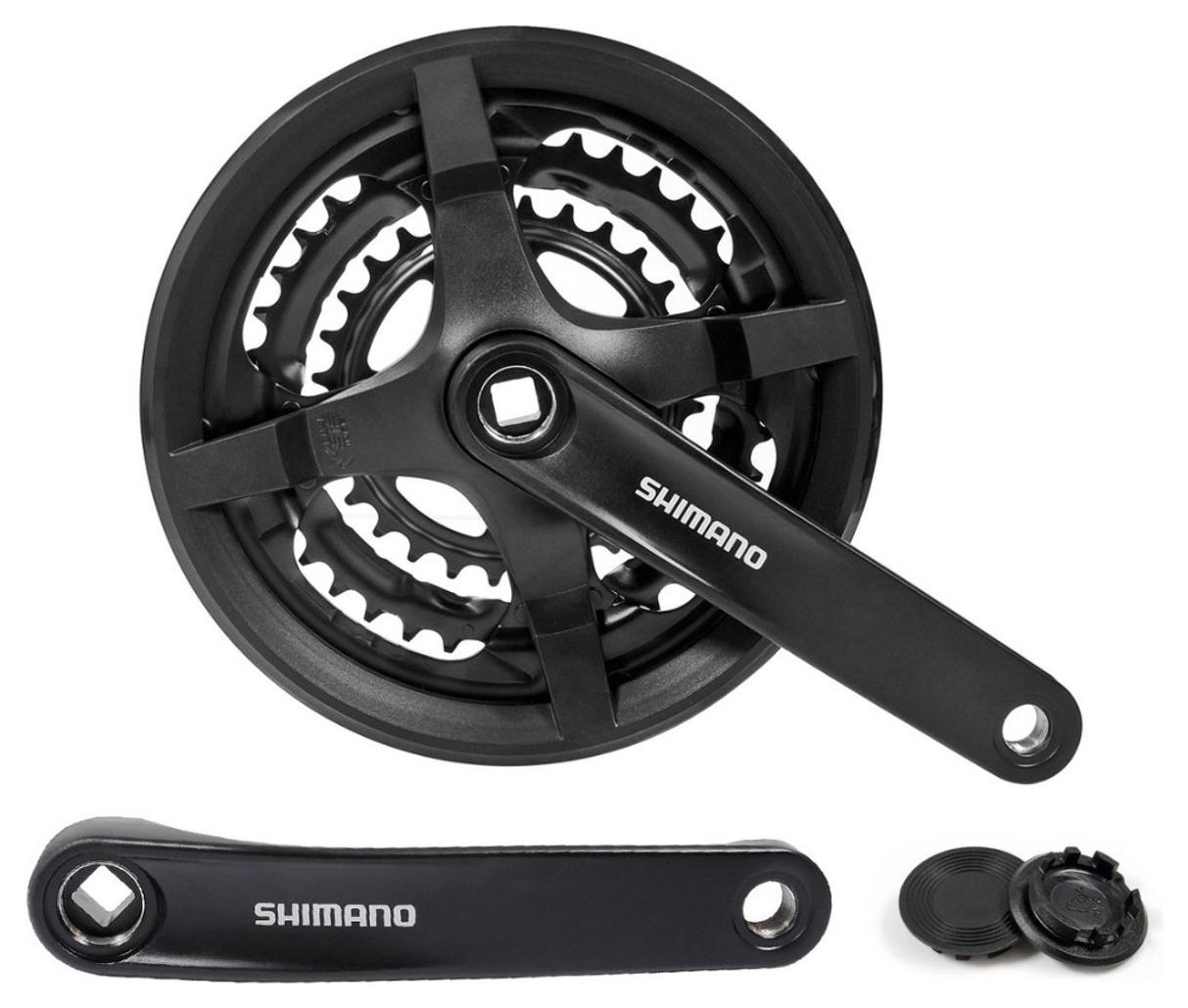 Шатун Алюминий L175мм 24-34-42Т под квадрат SHIMANO FC-TY301 черный, CHW-405