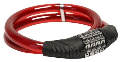 Замок тросовый кодовый VLT PJ-098 650мм *12мм красный AM (брендированная упаковка)