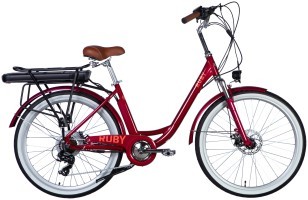 Велосипед з електроприводом 26" AL Dorozhnik eRUBY DD FR рама-17" 48B 12.5А*г 500Вт бордовий YS 7496 2025