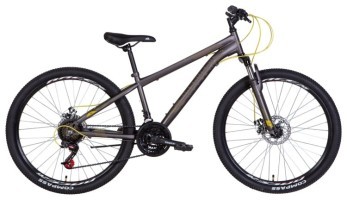 Велосипед 26" Discovery RIDER AM DD 2022 (темно-сріблястий з жовтим (м))