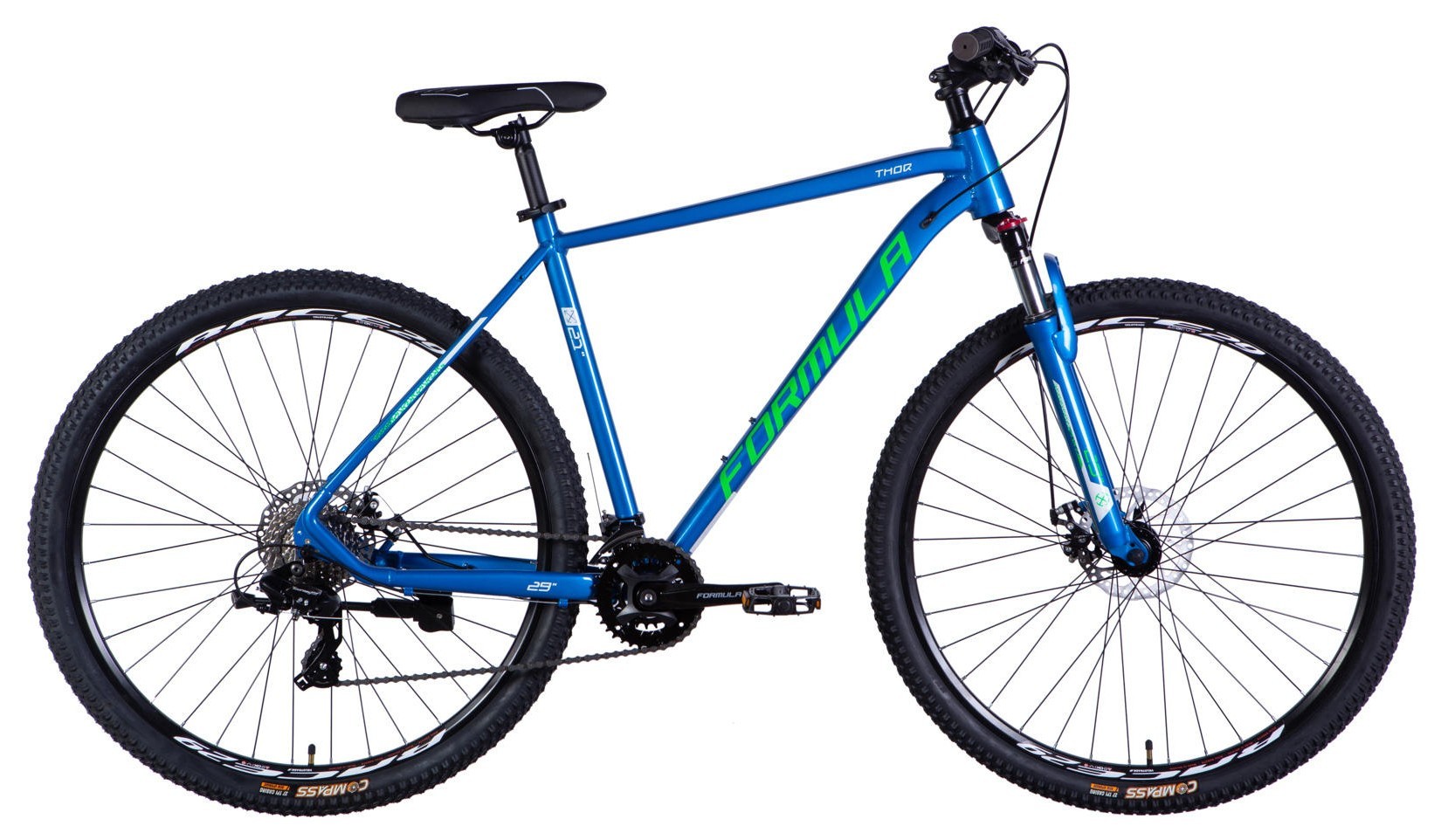 Велосипед AL 29" Formula THOR DD CS рама-21" синій з зеленим 2026, OPS-FR-29-434