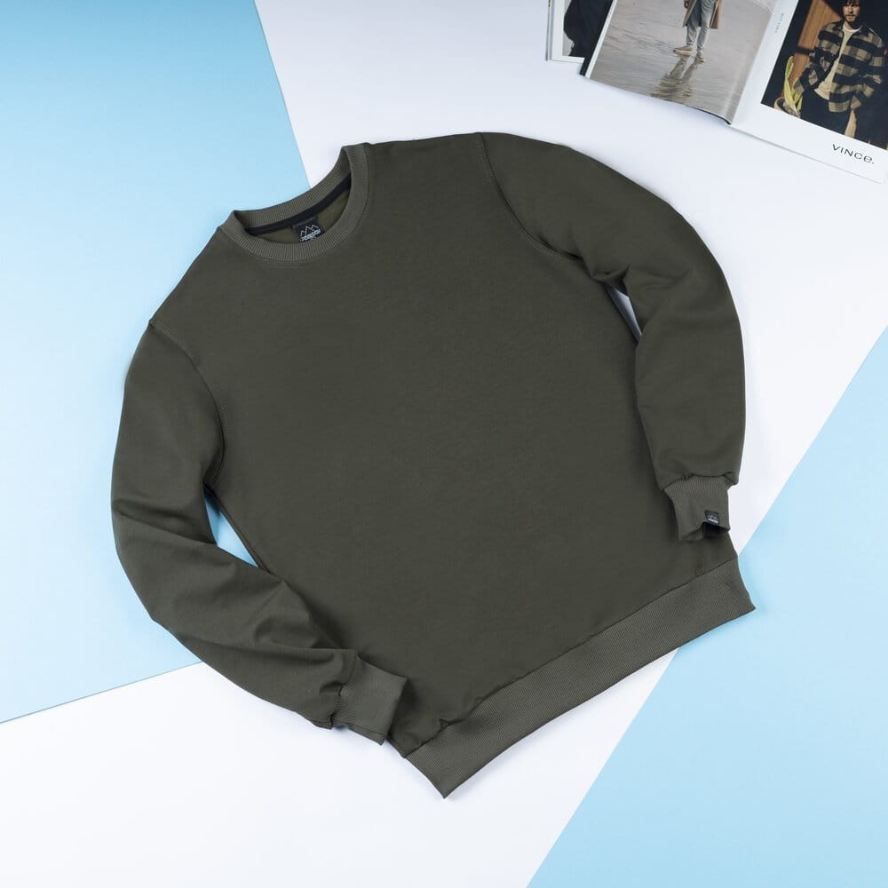 Світшот чоловічий однотонний хакі Pobedov 001, POB_00000000578