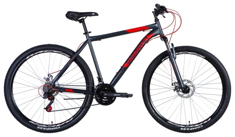 Велосипед 29" Discovery RIDER 2024 (темно-серебристый с красным (м)), OPS-DIS-29-178