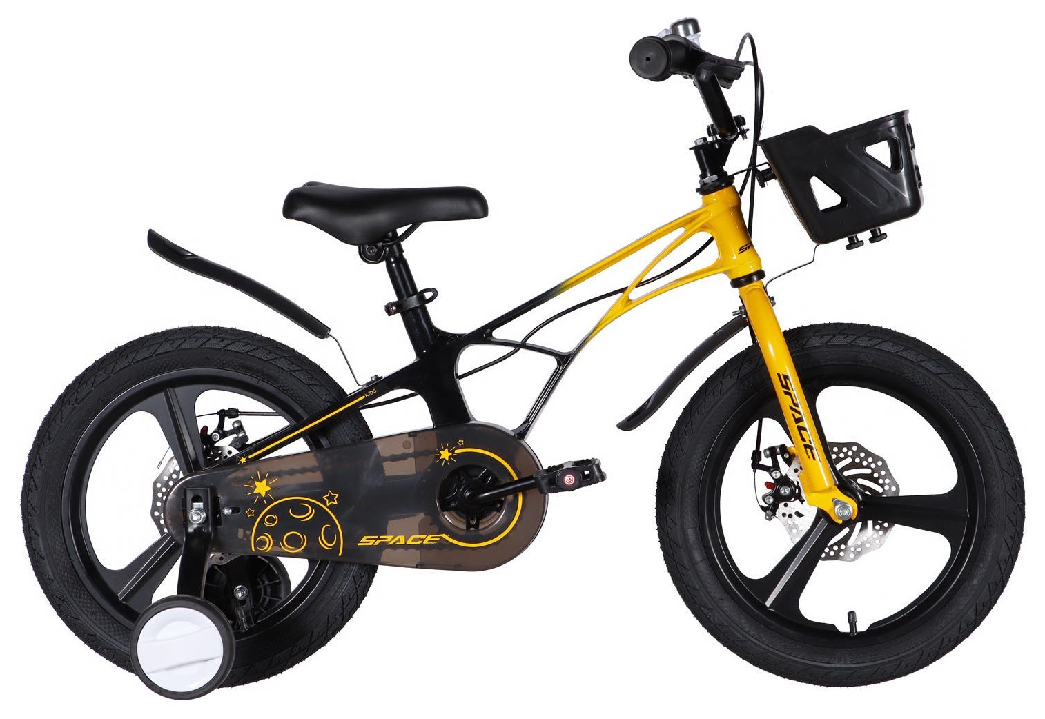 Велосипед MG 16" SPACE KID ANDROMEDA DD рама-9" желто-черный 2026, OPS-SK-16-036