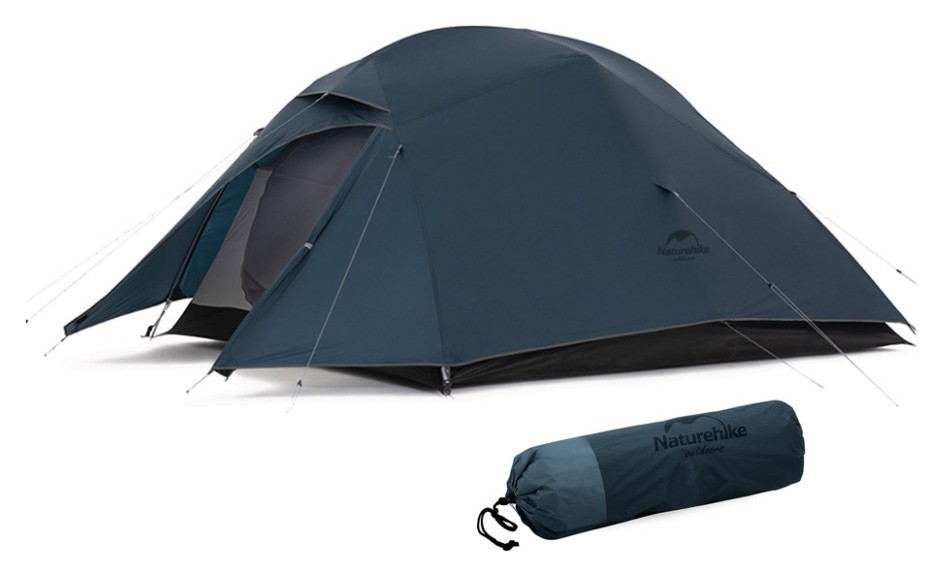 Намет надлегкий тримісний з футпринтом Naturehike Cloud Up 3 UL NH18T030-T-T, 20D, темно-синій, FNR_6927595783290