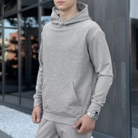 Чоловіче демісезонне худі з капюшоном сіре Pobedov 001