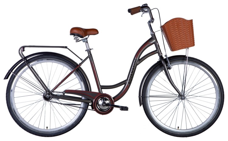 Велосипед ST 28" Dorozhnik AQUAMARINE тормозная рама- с багажником задн St с корзиной Pl с крылом St 2024 (серый), OPS-D-28-367