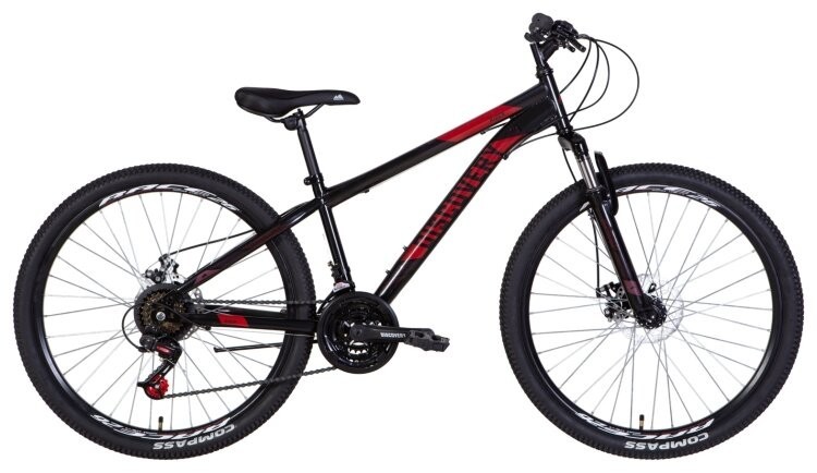 Велосипед 26" Discovery RIDER AM DD 2022 (черно-красный (м)) Discovery RIDER AM 2022 (черно-красный (м)), OPS-DIS-26-528
