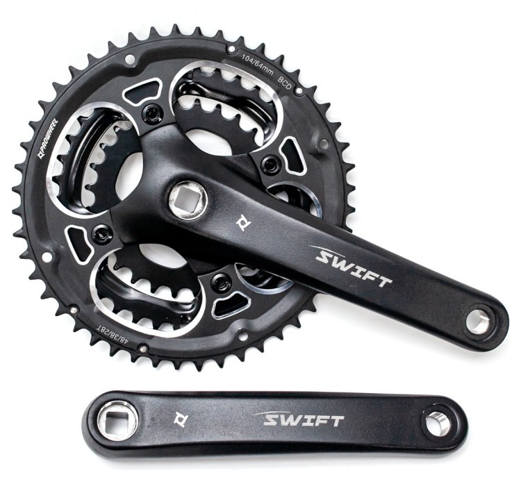 Шатун алюм. L175мм 28-38-48Т с Pl защитой PROWHEEL SWIFT-201P под квадрат, CHWs-179-1