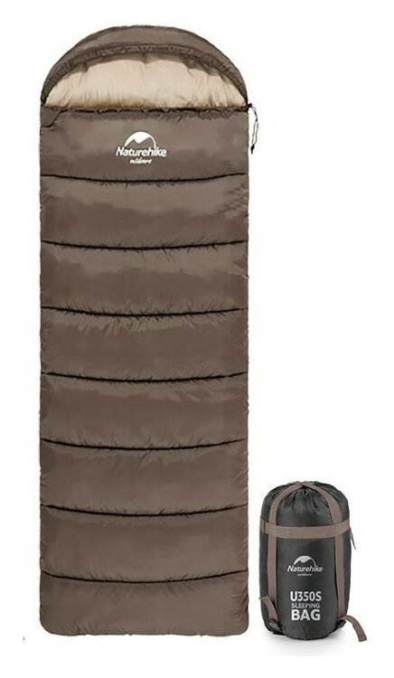Спальник с капюшоном Naturehike U250 NH20MSD07, (6°C), правый, коричневый, FNR_6927595767207-R