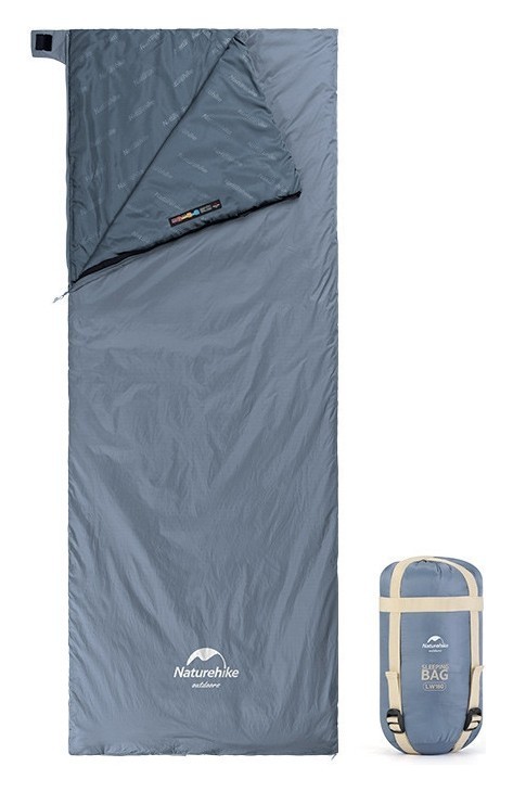 Спальник сверхлегкий Naturehike Ultralight LW180 NH21MSD09 левый, (15°C), p-p XL, серо-синий, FNR_6927595777978-L