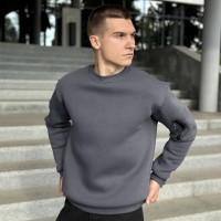 Світшот чоловічий зимовий однотонний сірий Pobedov Apex