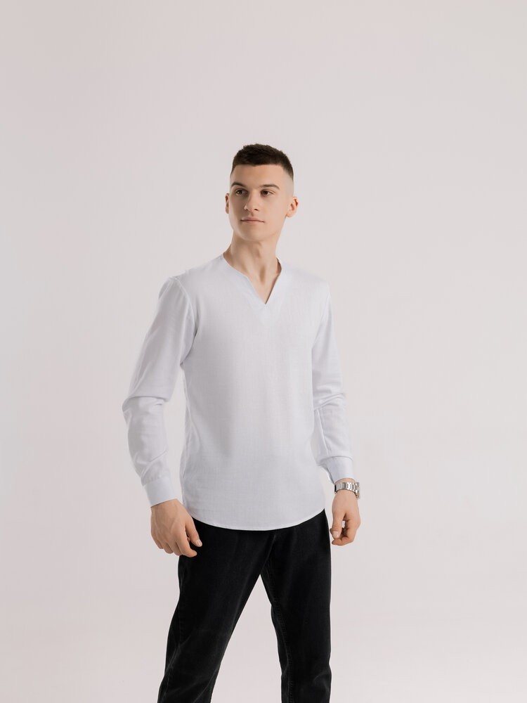 Чоловіча сорочка біла з довгим рукавом Pobedov Horizon, POB_00000008602