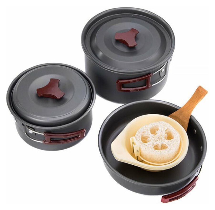 Набір посуду Naturehike 3-4 NH (2 каструлі + кришки + сковорода) carbon (NH15T203-G), FNR_6927595787205