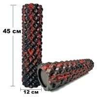 Массажный ролик EasyFit Bubbles 45 см Черно-красный