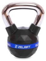 Гиря тренувальна цільна з поліуретановим покриттям та хромованою ручкою Zelart FI-1973-6 6кг (метал, PU, чорний)