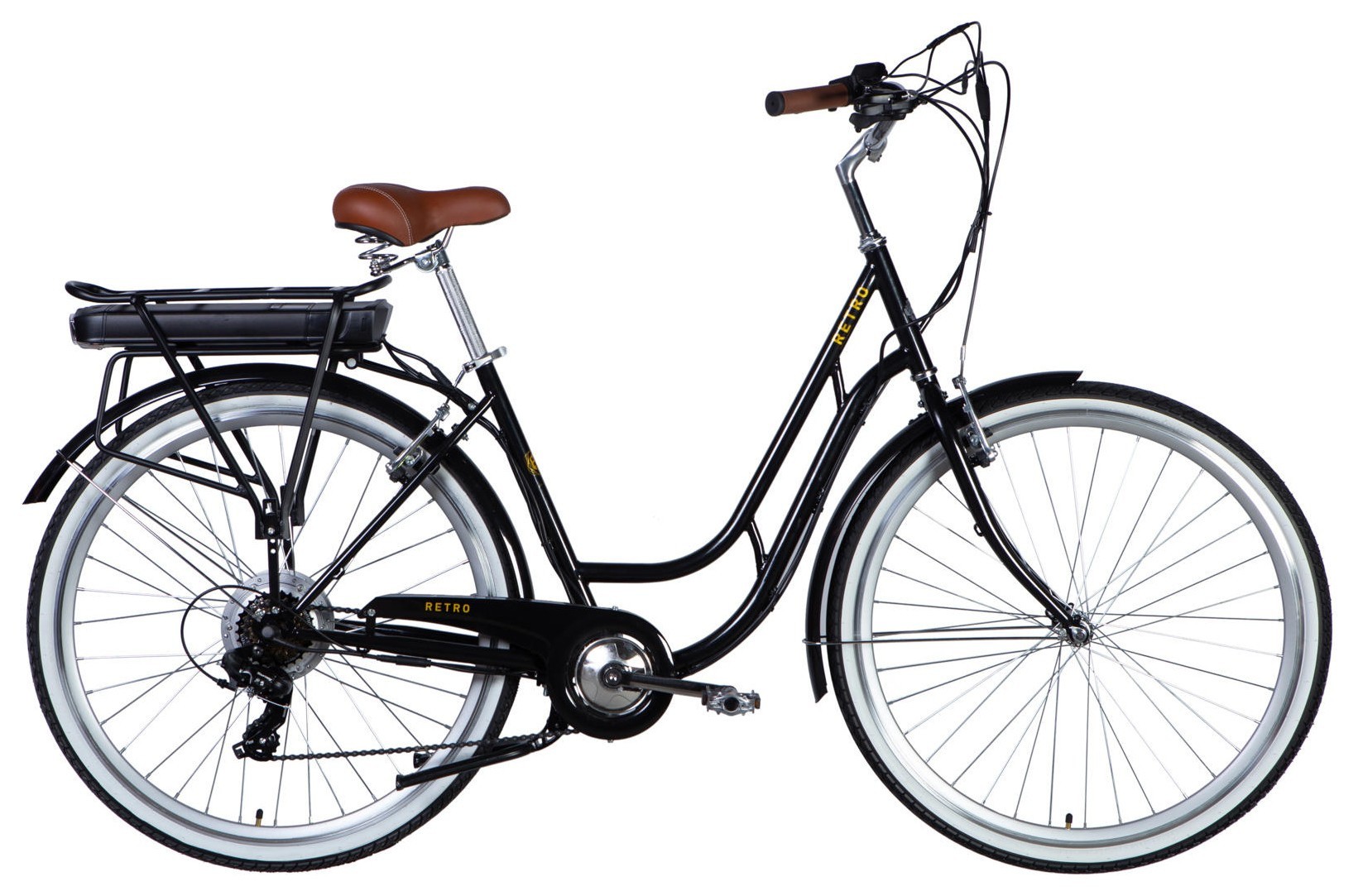 Велосипед уцененный с электроприводом 28" ST Dorozhnik eRETRO Vbr FR рама-19" 36B 13А*ч 500Вт черный 2026, STK-D-28-650