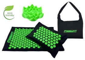Массажный коврик EasyFit AcuRelax с иглами (аппликатор Кузнецова) черно-зеленый