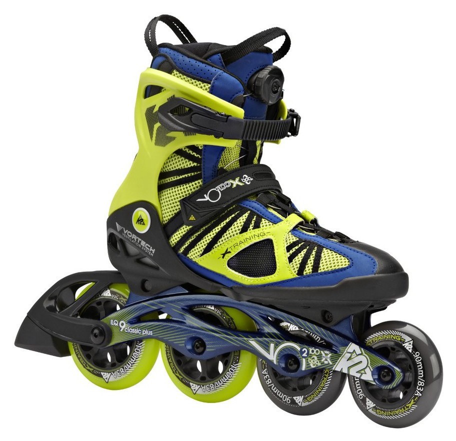 Роликові коньки для дорослих K2 VO2 100 X BOA M 44 (10.5US) 285мм Black/lime/blue (3040006), RCH_22696