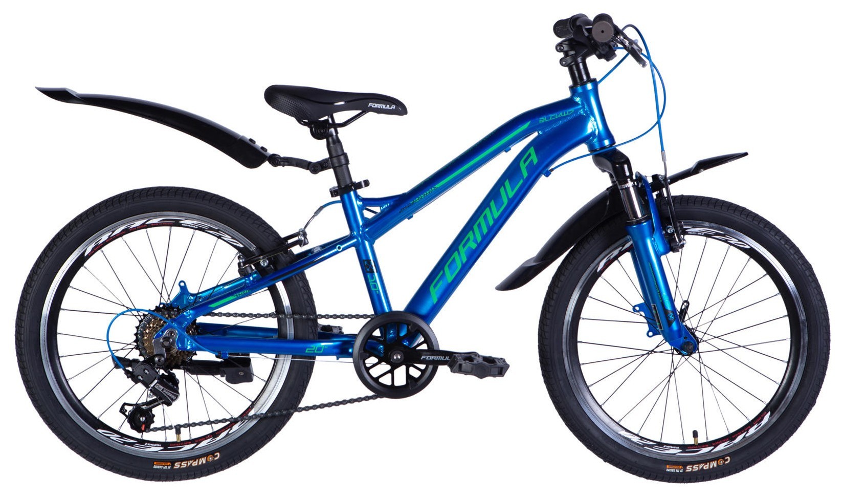 Велосипед уцененный AL 20" Formula BLACKWOOD Vbr FR рама-11" синий с зеленым 2026, STK-FR-20-057