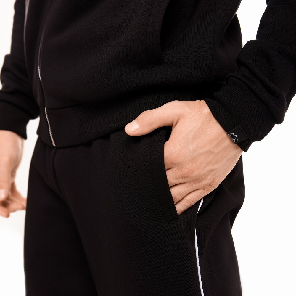 Спортивний демісезонний костюм чоловічий чорний. Комплект штани та кофта Pobedov Brume, POB_00000009376