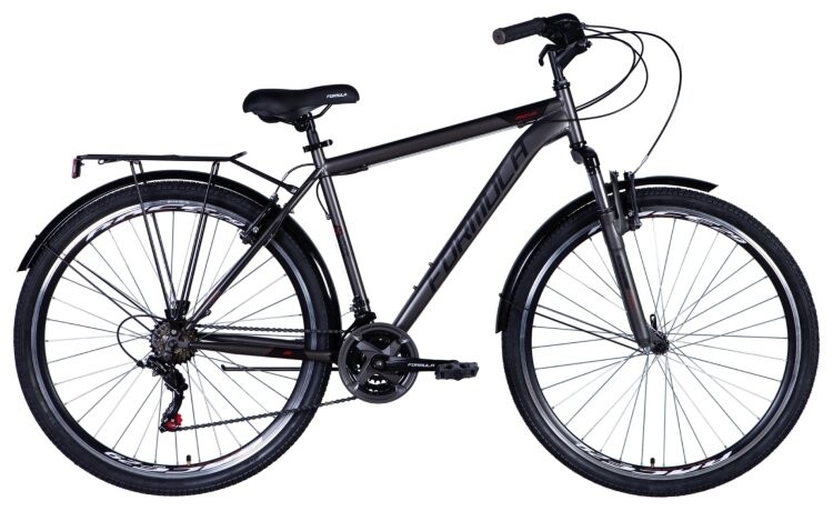 Велосипед ST 28" Formula MAGNUM AM Vbr рама- с багажником задн St с крылом St 2024 (серебристый (м)), OPS-FR-28-027