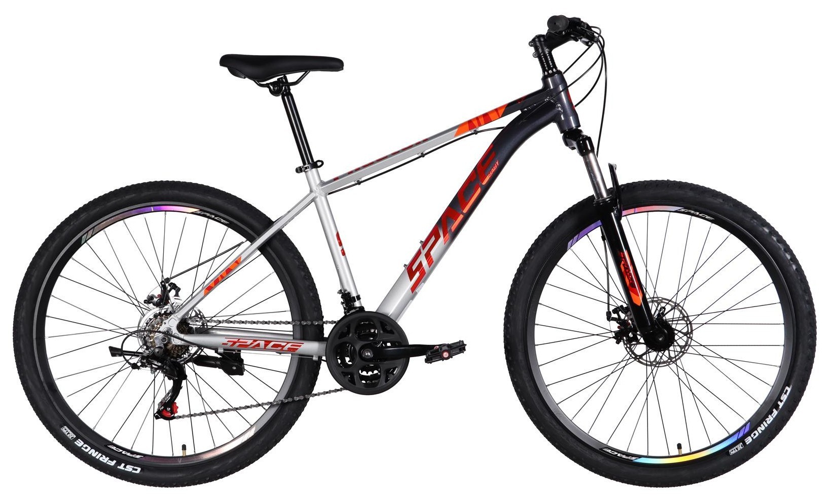 Велосипед AL 27.5" SPACE PHAETON DD FR рама-17" серо-серебристый 2026, OPS-SP-27.5-082