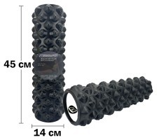 Масажний ролик EasyFit Grid Roller Extreme 45 см Чорний