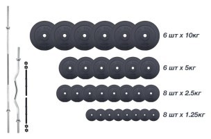 Идеальный вариант для дома! 4 грифа + 120 кг дисков + перчатки