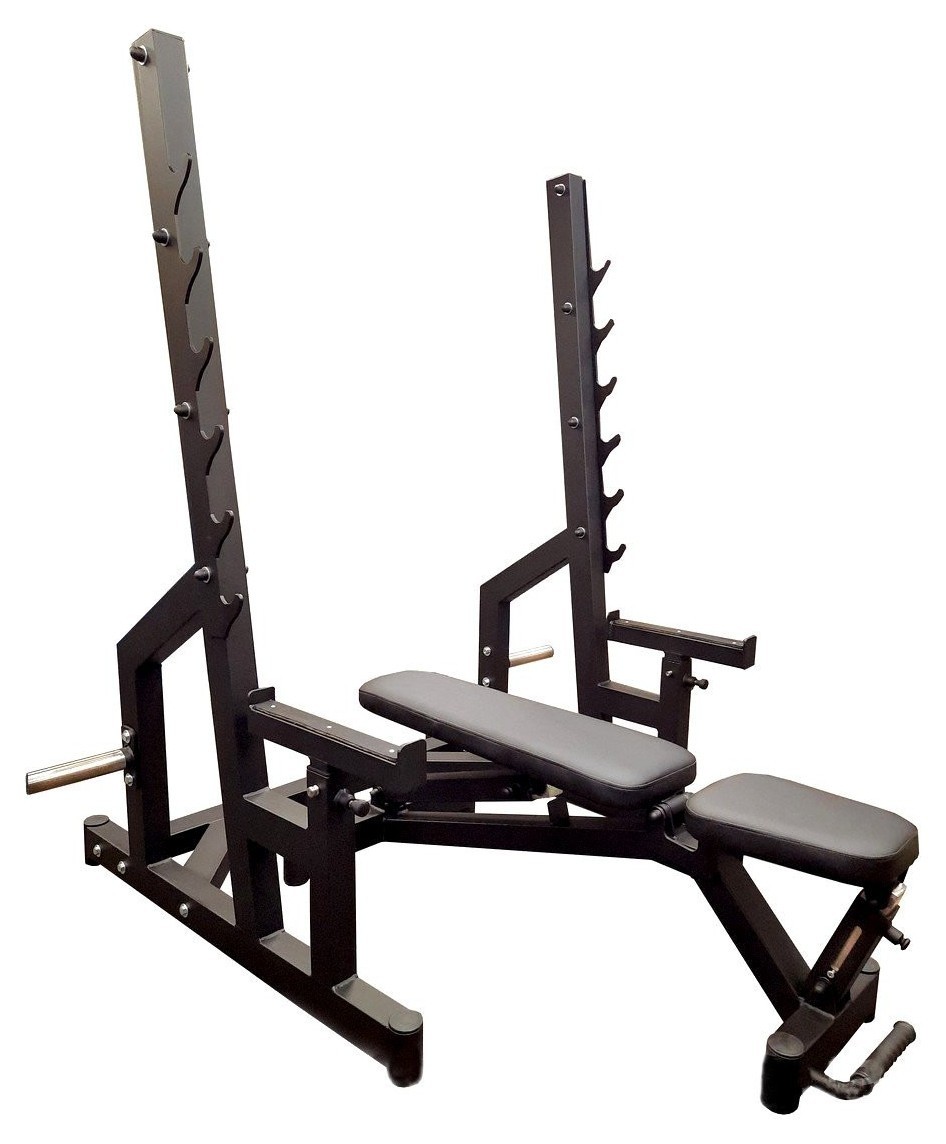 Профессиональная серия! Скамейка для жима и стойки под штангу RN-Sport black rock, RNS_BR2021