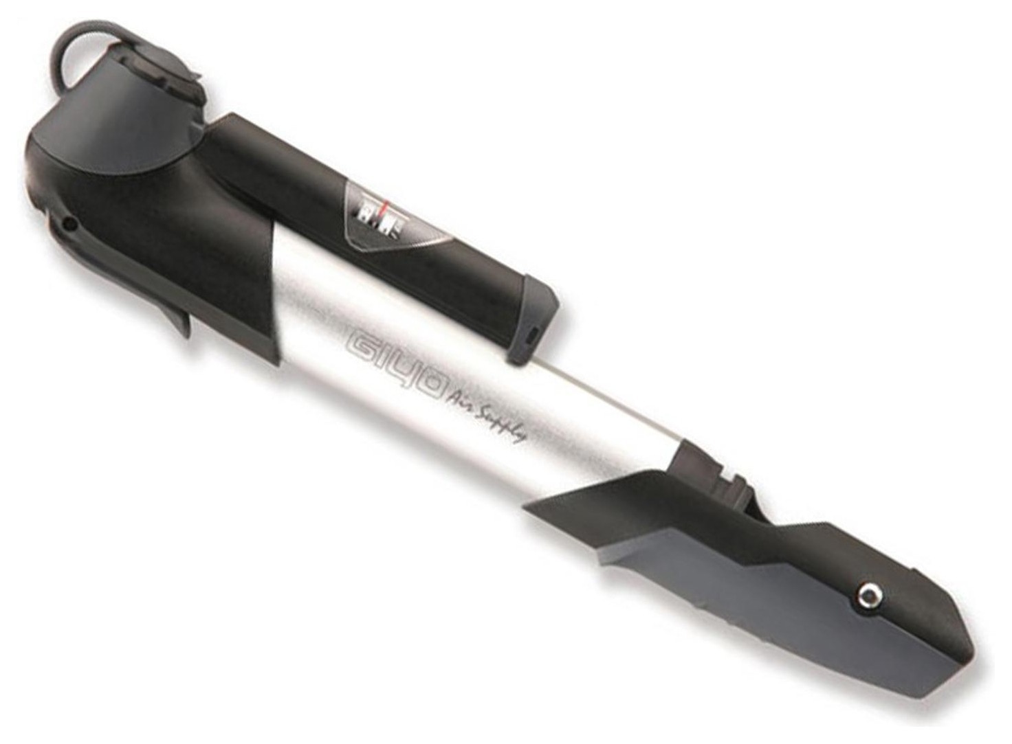 Насос мини GIYO GP-961A Алюминий серый 80psi с манометром AV/FV AM (брендированная упаковка), PUM-038