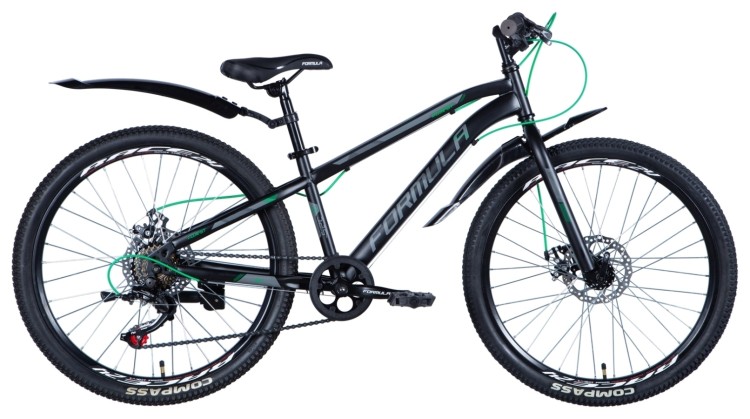 Велосипед ST 24" Formula FOREST DD рама- с крылом Pl 2024 (черно-зеленый (м)), OPS-FR-24-392