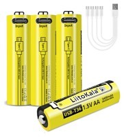 Набір акумуляторів з 4 шт LiitoKala USB-T36 + USB Type-C кабель зарядки
