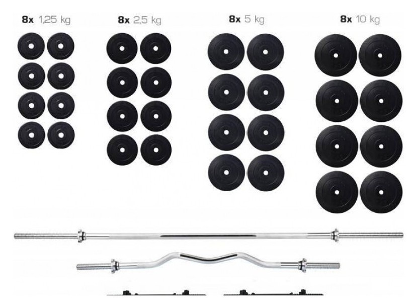 Штанги з гантелями RN-Sport (4 грифи + 150 кг млинців) + рукавички, RNS_150х4gr