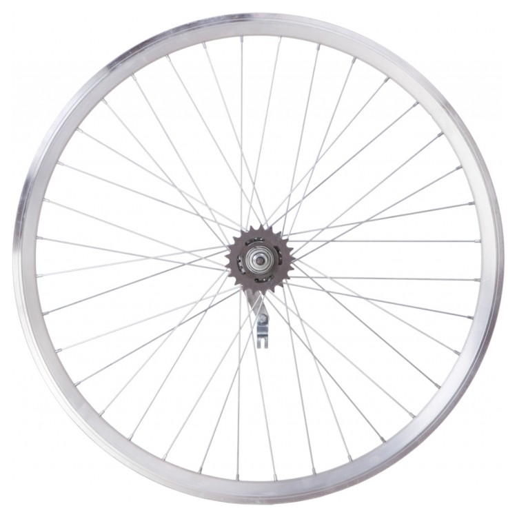 Колесо задн. VLT 28" AL 36H двост. дорожн. silver; Втулка гальмівна VELOSTEEL (Чехія) на гайках, WHRVLT-Al-28-001
