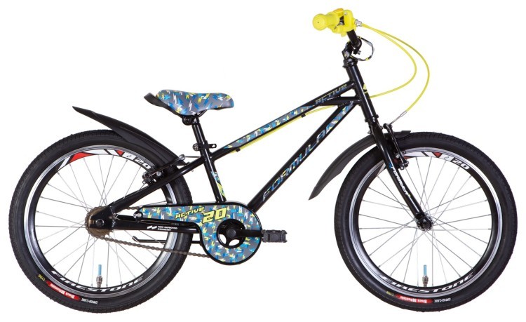 Велосипед ST 20" Formula ACTIVE Vbr рама-10" чорний 2024 крила, підніжка, дзвоник, OPS-FRK-20-206