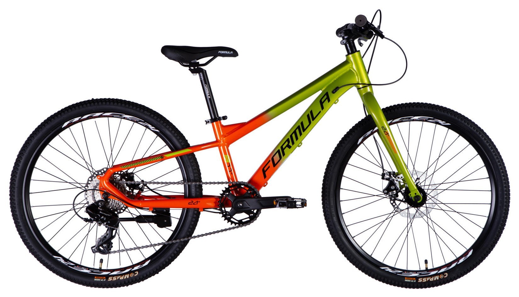 Велосипед AL 24" Formula F-1 DD CS рама-11" зелено-оранжевый 2025, OPS-FR-24-431