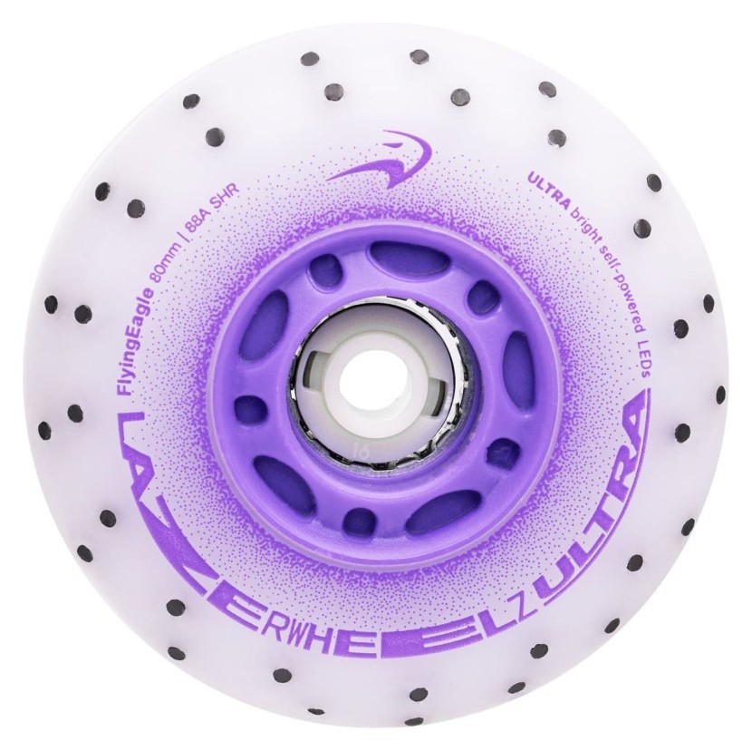Сяючі колеса для роликів Flying Eagle Lazerwheelz Ultra+Sparks 88A 4 шт фіолетові, ROL_12534_2