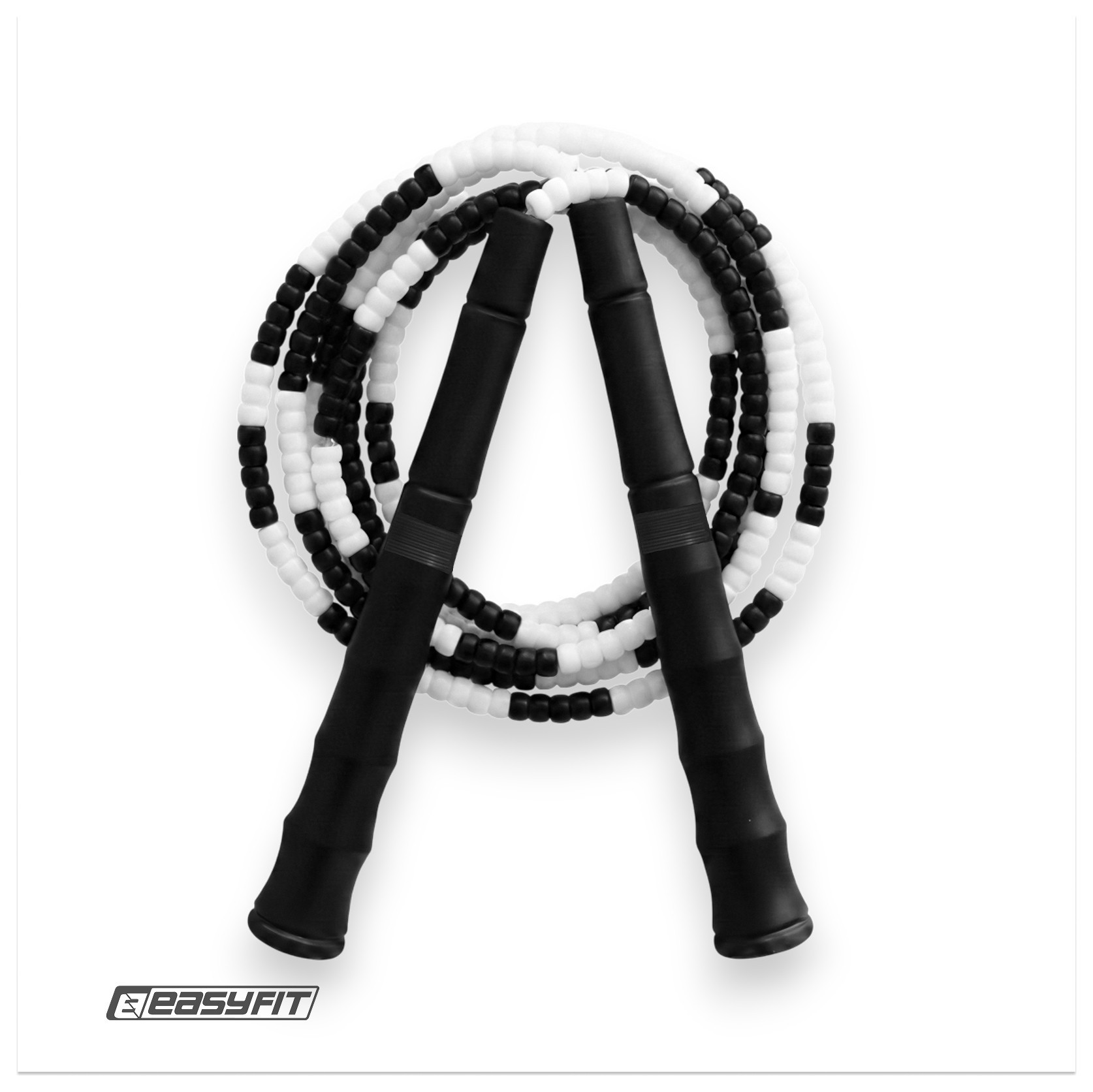 Бісерна скакалка EasyFit FreeRope 2,7 м (чорно-біла), EFIT_EF-2820-BKW