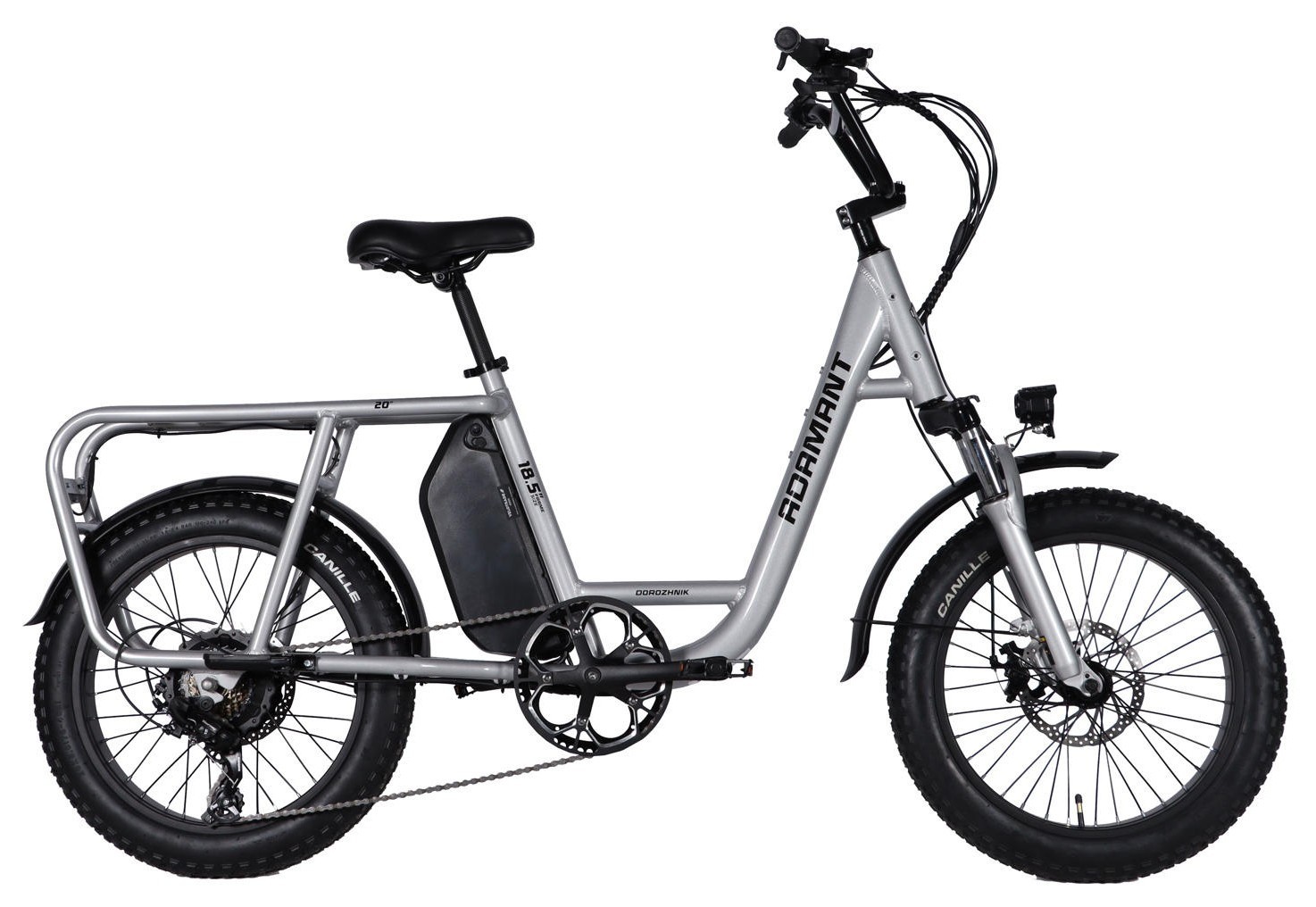 Велосипед с электроприводом 20" AL Dorozhnik ADAMANT DD FR рама-18,5" 48B 17.5А*ч 500Вт серебристый 2026, ELB-D-20-076