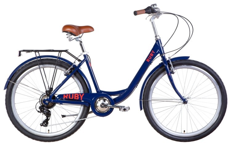 Велосипед уцінений AL 26" Dorozhnik RUBY Vbr рама-17" темно-синій з багажником зад St, з крилом St 2022, STK-D-26-300