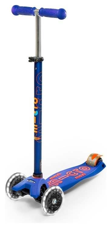 Самокат MICRO серії "Maxi Deluxe" - СИНІЙ (до 50 kg, 3-х колісний, LED), MMD067