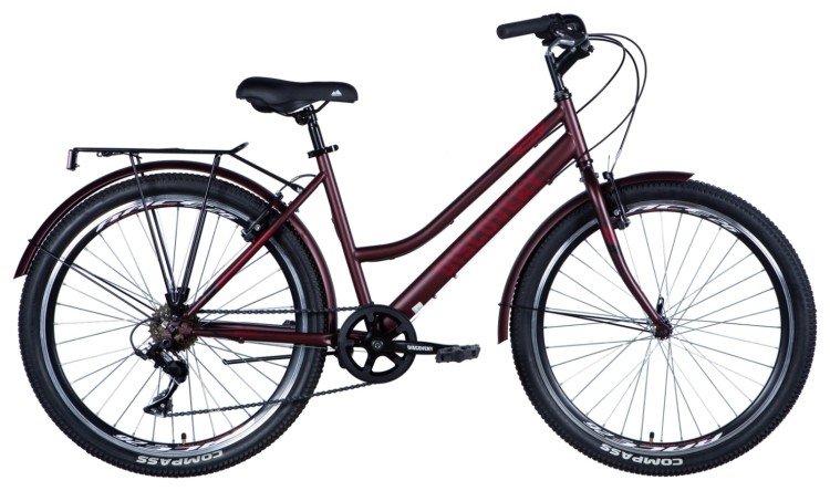 Велосипед ST 26" Discovery PRESTIGE WOMAN Vbr рама-" с багажником задн St с крылом St 2024 (красный (м)), OPS-DIS-26-588