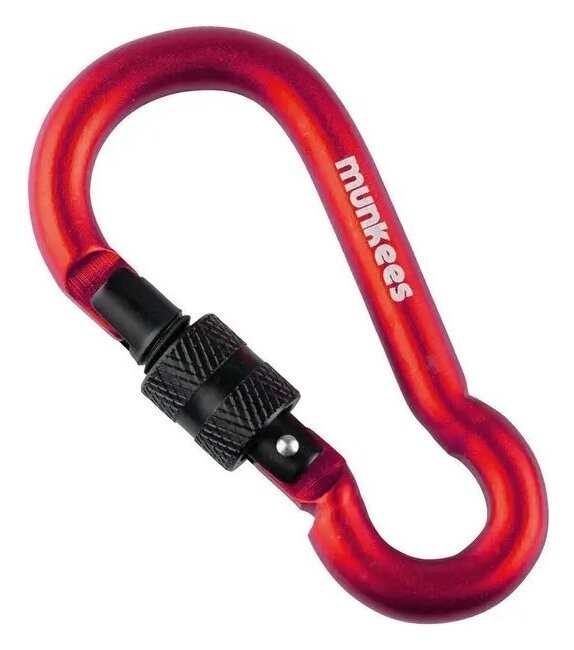 Munkees 3247 карабин Pear with Screw Lock 7 mm x 70 mm red, 3247-RD