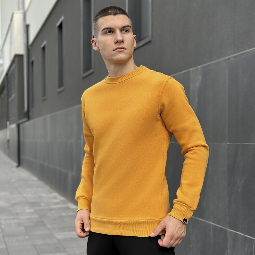 Світшот чоловічий однотонний жовтий Pobedov 007 ЗИМА, POB_00000000656