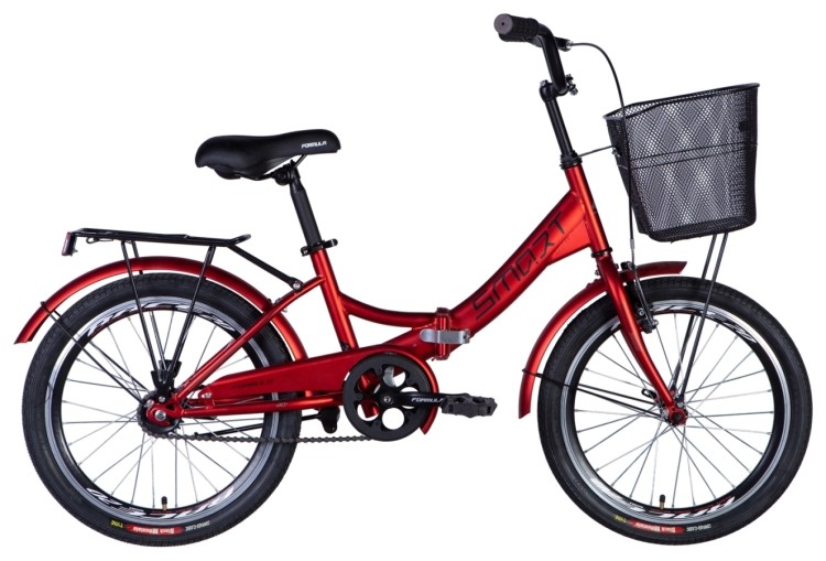 Велосипед ST 20" Formula SMART Vbr рама- с багажником задн St с корзиной Pl с крылом St 2024 (красный (м)), OPS-FR-20-097